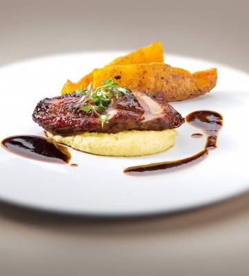 Rezept Lackierte Ente mit Cremepolenta und Caotina